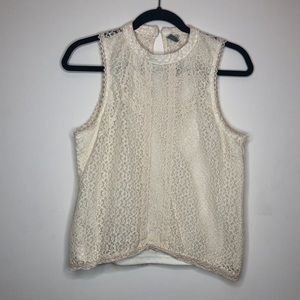 Ivory lace sleeveless blouse